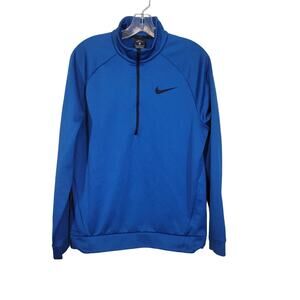 Nike Men Dri Fit 1/4 Zip Fleece Pullover Athletic Cold Gear Sporty Blue Medium